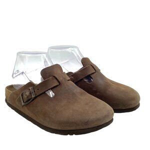 Birkenstock Boston Clog Sz 36 US 5 Narrow Cork Med Brown Leather Buckle Slide 5N